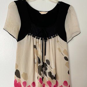 Bosynu black floral pom pom dress